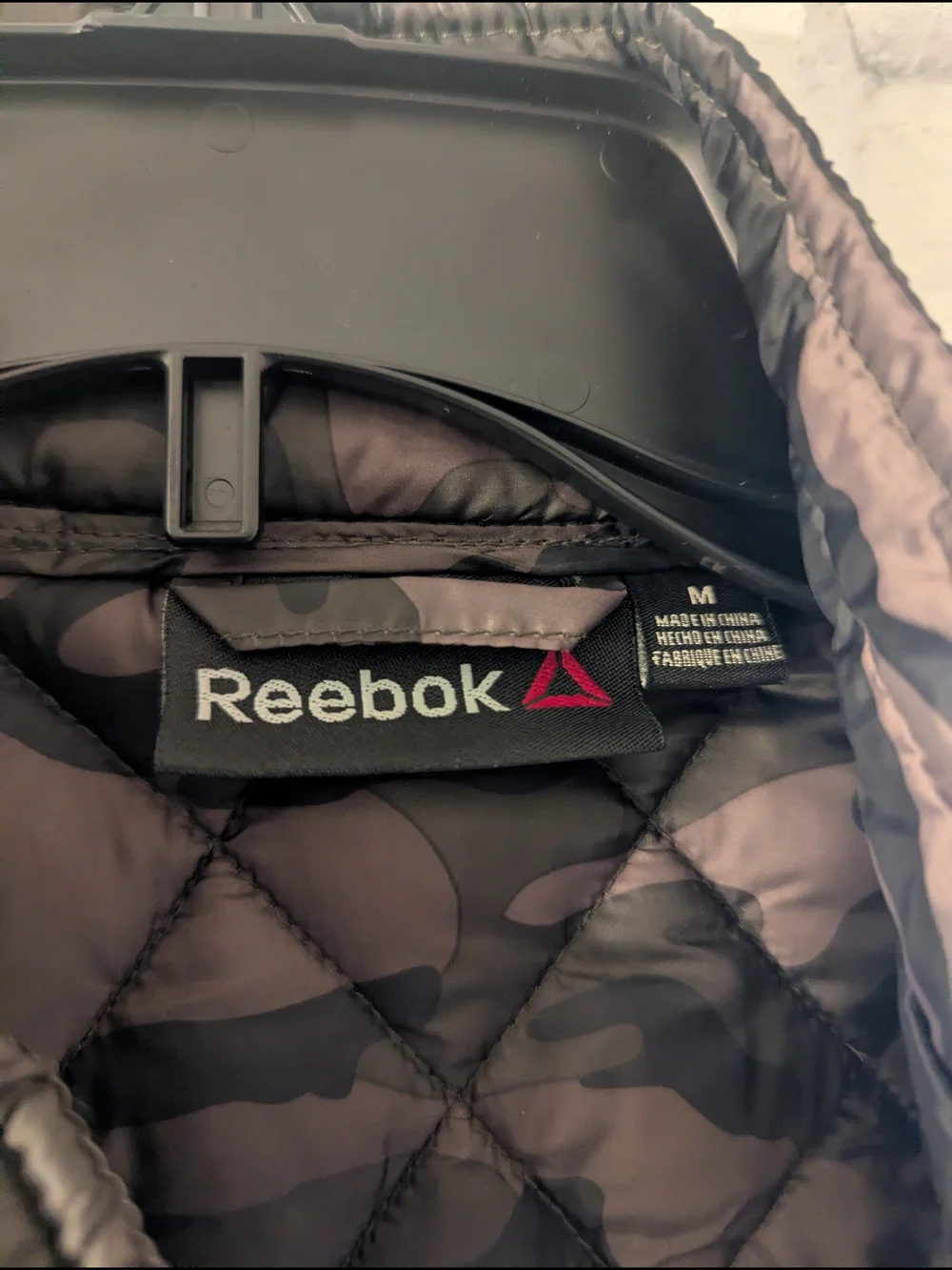 Reebok Black Olive Quilted Hooded Jacket